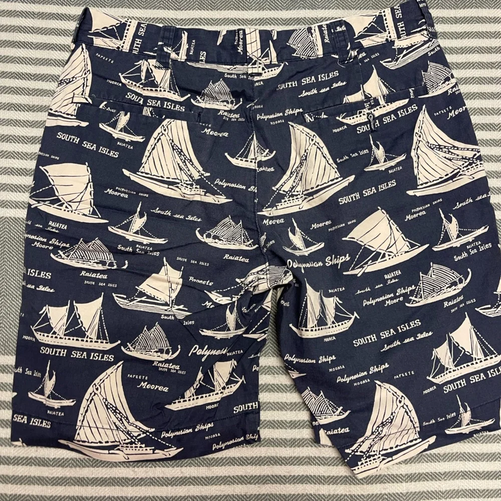 J. Crew 100% Cotton Blue and‎ White Nautical Print Shorts Size 30